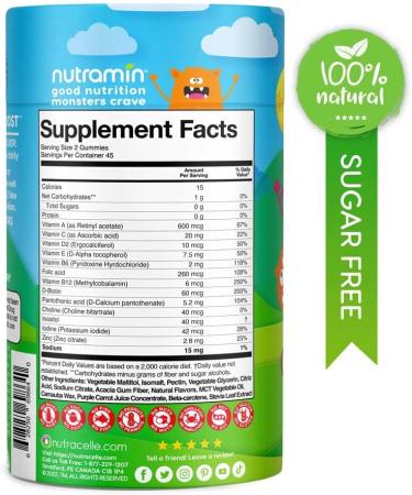 NUTRAMIN Sugar-Free Allergen-Free & Vegan Gummy Multivitamins for Kids - 90 Count Bottle | Nutracelle - Buy Online on GoSupps.com