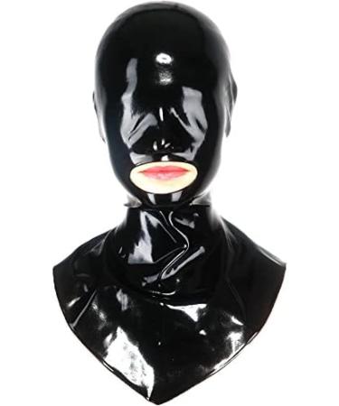 Unisex Black Latex Hood Rubber Mask with Open Mouth & Nose Zippered Design for Comfort - Buy Online on GoSupps.com