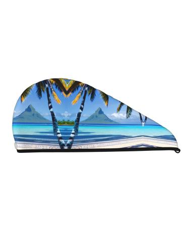 Tahiti Beaches Coral Velvet Dry Hair Cap | Ideal for Home Travel Pool Parties & More - Buy Online on GoSupps.com