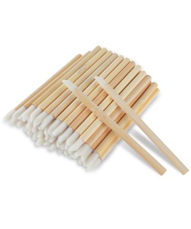 100 Pieces Bamboo Handle Lip Applicators Disposable Lip Brushes Lipstick Brush Lip Gloss Applicator Wands Mascara Wands Nail Brushes Lip Extension Makeup Applicators Tools for Women Girls