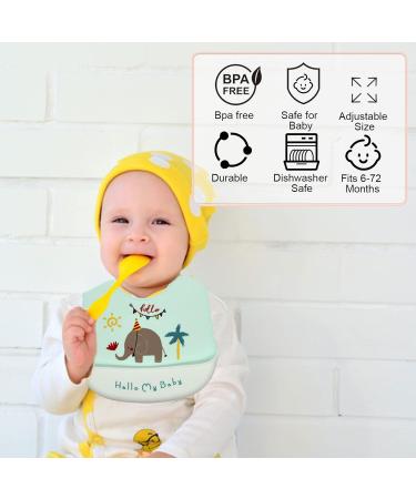 Baogaier Silicone Baby Bibs 3 PCS Set | Waterproof Weaning Bibs for Babies and Toddlers | Easy Clean with Food Catcher Pocket | Soft & Durable Feeding Bibs | Newborn Girl Gift | Pink Blue Yellow - Buy Online on GoSupps.com