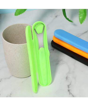 Stainless Steel Tongue Scraper Set - 4 Pack Reusable Metal Tongue Cleaners for Fresh Breath | Portable Oral Care with Travel Case (4 Colors - Buy Online on GoSupps.com