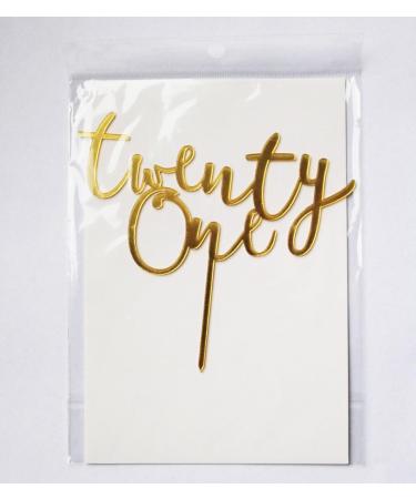 Gold Glitter Acrylic Twenty One Cake Topper 21th Birthday Cake Toppers 21th Anniversary Party Decorations Supplies - Buy Online on GoSupps.com