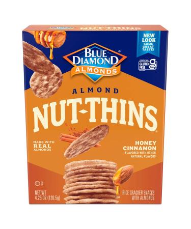 Blue Diamond Almonds Nut Thins Honey Cinnamon Gluten Free Cracker Crisps, 4.25 Oz Boxes (Pack of 12) Honey Cinnamon 4.25 Ounce (Pack of 12)