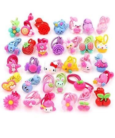 Cute Cartoon Baby Girls Kids Children Little Princess Ball Hair Tie Bands Ropes Ponytail Holder Elastics Assorted Color May Vary form Picture No Repeated Styles 24Pcs