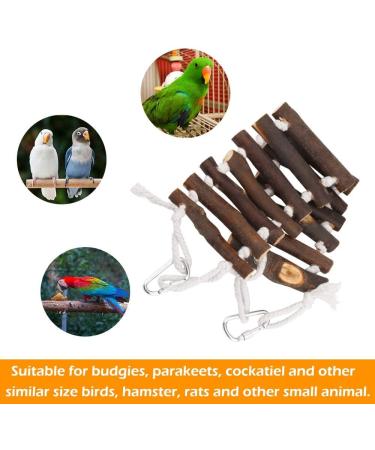 Vegan Bird Wood Ladder Toy with Landing Site - Ideal Bird Cage Accessories for Budgerigar Parrots Cockatiels & More - Buy Online on GoSupps.com