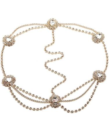 Bridal Boho Head Chain Vintage Gothic Gold Head Chain Rhinestone Layered Tassel Hair Jewellery Headband Festival Wedding Headpieces Headdress Hair Chain Jewelry Hair Accessories for Women and Girls - Buy Online on GoSupps.com