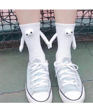 Fun Magnetic Couple Holding Hands Socks - Set of 2 | Novelty 3D Doll Design for Women & Men - Buy Online on GoSupps.com