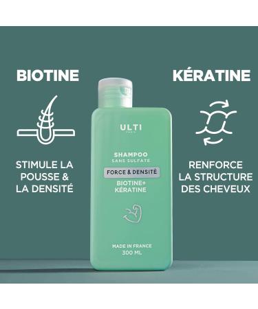 Ulti Paris Sulfate-free Shampoo 300ml - with Biotin and Keratin - Strength and density - Keratin Biotin hair shampoo made in France - Buy Online on GoSupps.com
