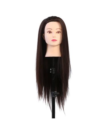 Hair shop window doll head make-up hairdresser training head cosmetology doll female mannequate puppet puppy head for styling coloring braiding practice hair styling dark brown
