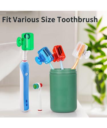 Hooqict 4 Pack Travel Toothbrush Head Covers - Portable Protector Caps for Electric and Manual Toothbrushes - Ideal for Travelling, Camping, Home, School - Blue, Red, Green, Transparent - Buy Online on GoSupps.com