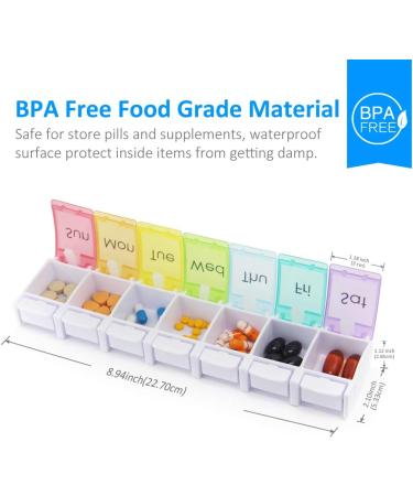 2 PCS Weekly Pill Organizer - Arthritis Friendly Travel 7 Day Pill Box with Large Compartments for Vitamins Fish Oil Supplements & Medication - Buy Online on GoSupps.com