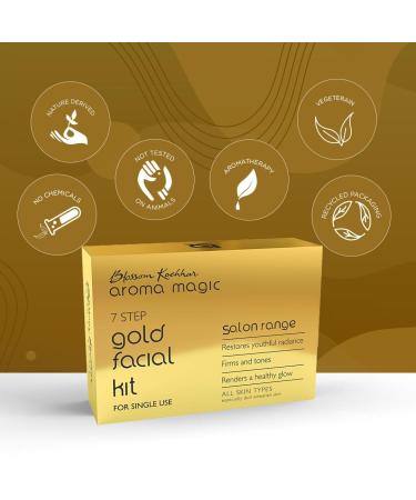 Aroma Magic Gold Facial Kit - 7 Steps Firming & Toning Skincare Set | Enhance Dull Skin for Youthful Glow | Single Use for All Skin Types - Buy Online on GoSupps.com