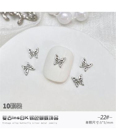 10Pcs 3D Butterfly Nail For Nails Alloy Butterfly Nail Decoration Alloy Nail Butterfly Nail Manicure Accessories Manicure Accessories Silver - Buy Online on GoSupps.com