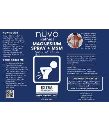 Magnesium Oil Spray with MSM - Spray it Away with Magnesium - Fast Acting Transdermal Formula to Relax Muscles - Lightly Scented with Lavender - Product of Canada 100 ml - Buy Online on GoSupps.com