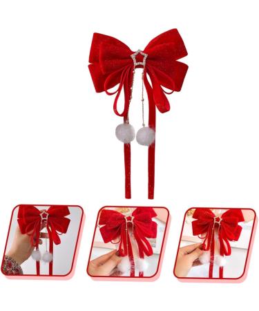 minkissy 1pc Hair Accessories Christmas Bow Hairpin Sweet Bow Hairpin Big Bow Hair Clip Red Bow Hair Clip Christmas Silky Hair Bow Clip Girl Hair Clips Child Bow Tie Flocking Korean Version - Buy Online on GoSupps.com