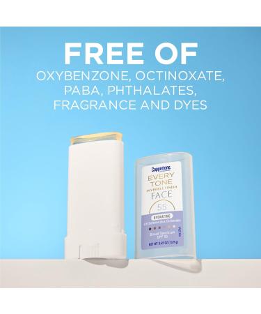 Coppertone Every Tone Invisible Finish Hydrating UV Defense Face Sunscreen Stick SPF 55 with Moisturizing Ceramides Blends in Clear Sunscreen for All Skin Tones 0.49 Oz Stick - Buy Online on GoSupps.com
