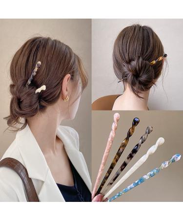 Acetate Hair Sticks Set - 12PCS Vintage Tortoise Shell Hair Pins for Women and Girls Bun Hairstyles - Buy Online on GoSupps.com