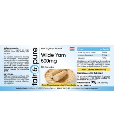 Fair & Pure - Wild Yam 500mg - standardized with 20% diosgenin - 120 capsules - highly dosed - Buy Online on GoSupps.com