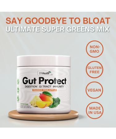 Gut Protect Greens Superfood Powder with Probiotics & Prebiotics Super Greens Powder, Smoothie & Juice Mix Powder - Digestive Health, Immune Health & Regularity Support Mango, Pineapple - Buy Online on GoSupps.com