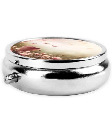 Buy Pink Butterfly Portable Metal Pill Box Round Mini 3-Compartment Travel Case with Hinged Fastening Design - Buy Online on GoSupps.com
