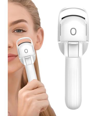 Heated Eyelash Curler Portable Lash Curling Tool - Rapid Heat-up Eye Lash Curler with Temperature Control 3 Modes Silicone Pad for Quick Natural Eye Lashes White - Buy Online on GoSupps.com
