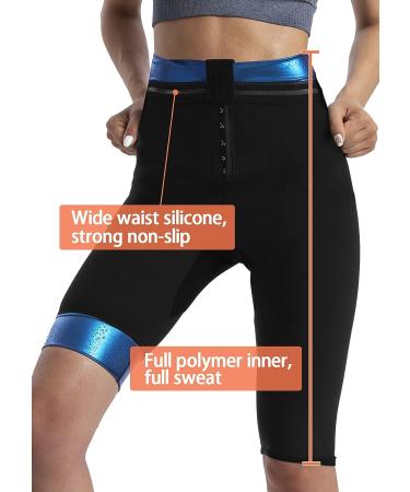 QZSH Women's Sauna Capris with Mesh Crotch, High Waist Body Shaper Workout Leggings - Blue, Size Large - Buy Online on GoSupps.com