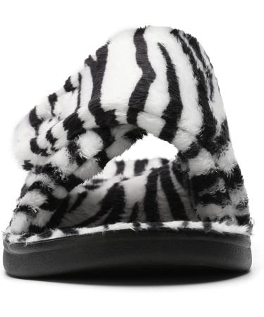 SOLLBEAM Women's 8.5 Zebra Fuzzy House Slippers with Arch Support and Orthotic Heel Cup - Buy Online on GoSupps.com