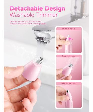 2023 Rechargeable Nose Hair Trimmer for Men & Women - Professional & Painless Ear, Eyebrow, and Facial Hair Trimmer - Powerful Motor, Dual-Edge Blades, IPX7 Waterproof - Pink - Buy Online on GoSupps.com