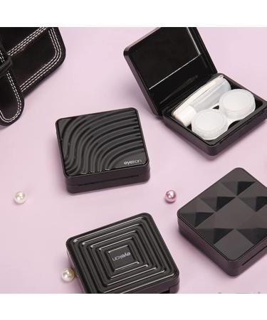 Buy XMING Creative Contact Lens Companion Box - Compact Portable Cosmetic Solution - All Black Textured Double Box (Color C) - International Shipping Available - Buy Online on GoSupps.com