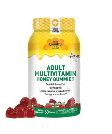 Country Life Adult Multivitamin Honey Gummies Bone Heart & Energy Support Non-GMO Certified Gluten Free Vegetarian Naturally Sweetened 60 Gummies 60 Count (Pack of 1)