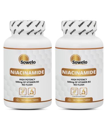 Sowelo niacinamide-500mg i vitamin B3 high dose I vitamin B3 plays an important role in conversion of food into energy I without undesirable additives (2-pack) 2x 120 pieces (2-pack) - Buy Online on GoSupps.com