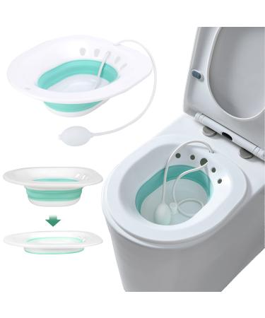 Esmartlife Foldable Squat Free Sitz Bath,Sitz Bath for Toilet Hemorrhoids Postpartum Care to Treat Postpartum Wounds, Hemorrhoids, Perineal Care, Episiotomy Recovery,Reusable Anal and Vaginal Care Green