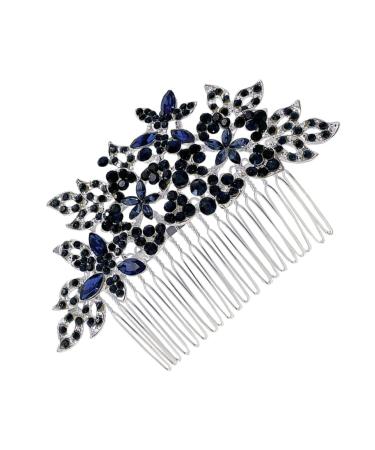 MAGICLULU Dark Blue Hair Comb Bride Headpieces for Wedding Rhinestone Hair Comb Bridal Hair Comb Rhinestone Headpiece Bride Hair Accessories Flower Girl Headpiece Hair Accessory