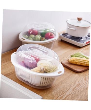 Zerodeko Lid Storage Size Vegetable Multi-Purpose Small Drain Washing Kitchen Round Basket White with Size 1 White - Buy Online on GoSupps.com