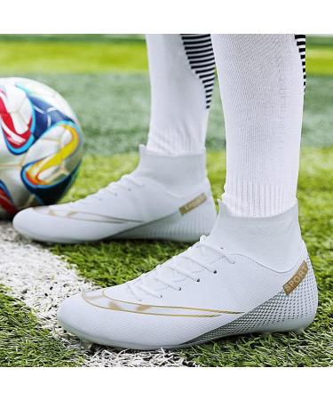 YEFDG Mens Soccer Boots Cleats Spike Shoes White - Comfortable Athletic Shoes for Outdoor & Indoor Training - Buy Online on GoSupps.com