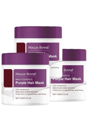 Maca Essence Purple Hair Mask, Purple Conditioner for Moisturizing and Repairing Hair, Purple Hydrating Conditioner Neutralizes Brass and Yellow Tones for Hydration (3pcs)