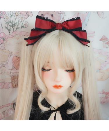 XIAHIOPT Lace Bowknot Barrettes for Cosplay Party Bow Barrette Women Role Play Hair Clip Anime Maid Costume Headdress Red and white - Buy Online on GoSupps.com