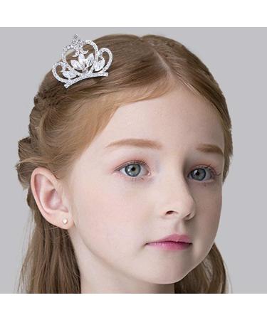 Yean Princess Crown Comb - Mini Crystal Rhinestone Silver Tiara Flower Hair Comb for Birthday Party and Girls - Buy Online on GoSupps.com
