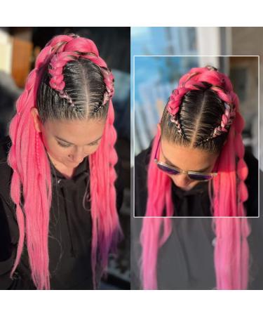 Pink Pre-Stretched 30 Inch Colored Braiding Hair Extensions - 3 Pack Soft Yaki Natural Hot Water Setting - Buy Online on GoSupps.com