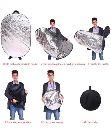 40x60 / 100x150cm Multi Collapsible Disc Lighting Reflector Set - 5-in-1 Translucent Silver Gold White Black - Studio Photography Essential - Buy Online on GoSupps.com