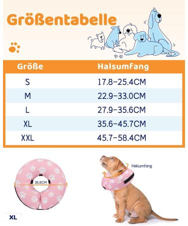 Supet Rewrise Dog Inflatable Collar - Comfortable Protective Recovery Collar for Dogs & Cats (Pink Paw XL 35.6-45.7cm) - Buy Online on GoSupps.com