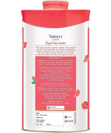 Yardley London Fresh Floral Fragrance Locked in a Fine & Silky Perfumed Talcum Powder (Yardley London Royal Red Rose Pack of 3 250Gram) - Buy Online on GoSupps.com