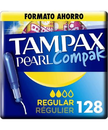Tampax Pearl Compak Pearl Regular tampon with applicator offers comfort protection and discretion 128 pieces 16 pieces (8 Pack) Tampax Pearl Compak Regular 128