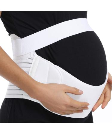 FITTOO Maternity Support Belt Pregnancy Abdomen Belly Back Bump Brace Strap S-XXL Available White Large