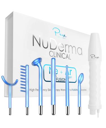 NuDerma Clinical Skin Therapy Wand - Portable High Frequency Skin Therapy Machine w 6 Fusion Neon + Argon Wands  Anti Aging - Blemish & Spot Control - Skin Tightening & Radiance - Wrinkle Reducing
