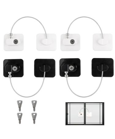 4 pieces of refrigerator lock with keys child locking without drilling for closet and drawers window locks Enster backups Children for refrigerator cupboards windows 2 black and 2 white