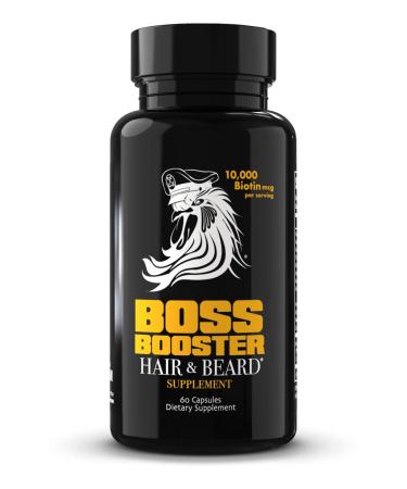 Bossman Boss Booster - Beard Growth Supplement Products for Men - 10 000 MCG Biotin and MSM - Hair Growth Vitamins and Beard Care
