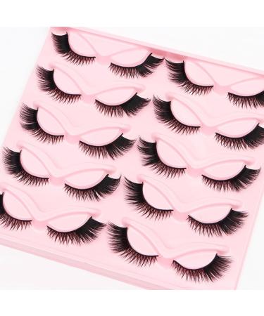 Modonghua False Eyelashes 10pair Cat Eye Lashes Natural Look Fluffy Eye Lashes Eyelashes for Makeup Strip False Lashes Fox Eye Lashes(size:1.4cm)