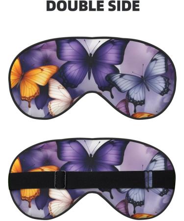 Soft Purple Butterflies Eye Mask - Adjustable Breathable Light Blocking Double-Sided Floral Sleep Mask - Buy Online on GoSupps.com